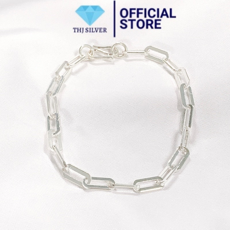 Lắc tay mắt xích chuẩn bạc ta nguyên chất-THJ SILVER