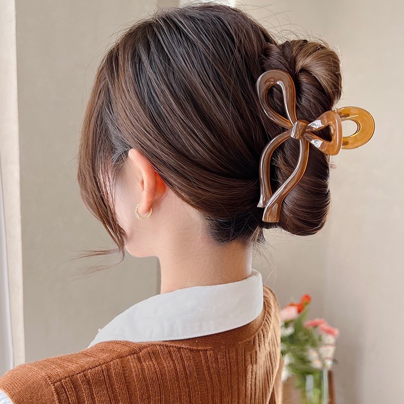 Kẹp Tóc Hình Nơ / Cá Mập Màu Thạch Cỡ Lớn Thời Trang Cho Nữ