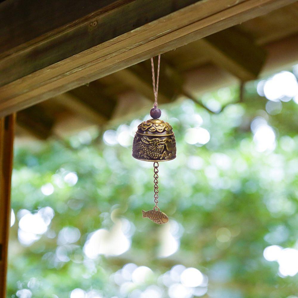 Chuông Gió Bằng Đồng Họa Tiết Cá May Mắn