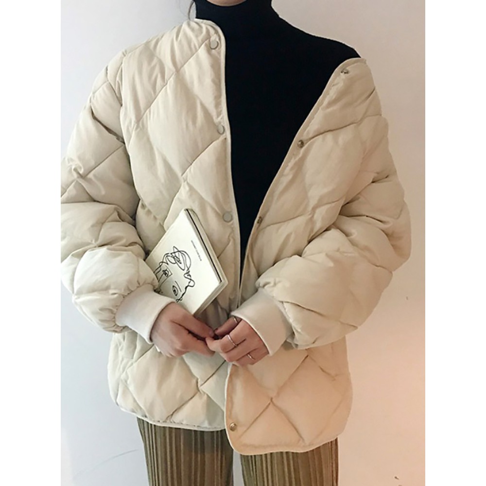 Áo phao gái đẻ a giu ma trám to ngầu nhẹ đại Hàn Quốc Ulzzang Thu Đông dạo phố cơ bản giấu dáng châu Âu lót vét