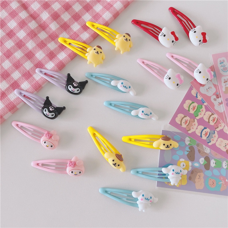 SANRIO Set 2 Kẹp Tóc Hình Mèo Kitty/ Kuromi/ Hello Kitty Dễ Thương Cho Bé Gái