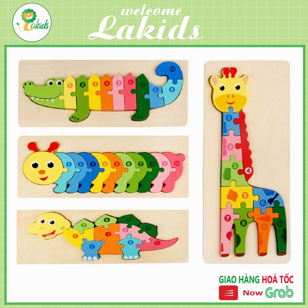 Đồ chơi tranh ghép nối số từ 1 đến 10 cho bé kích thước 30x12,8 Cm Lakids