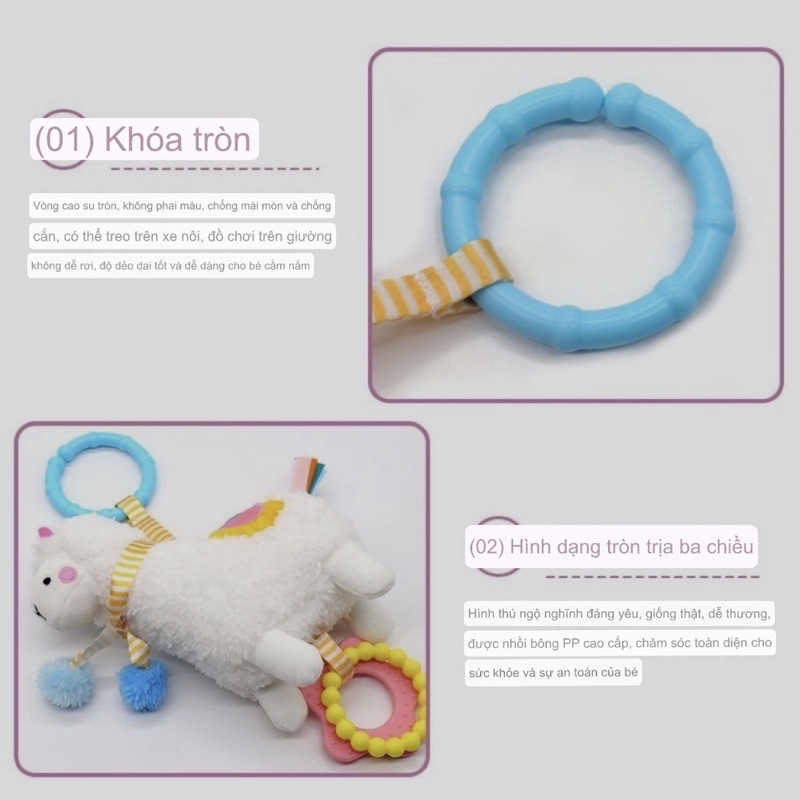 Thú Bông Treo Nôi Cũi Xe Đẩy Cho Bé Hình Chú Cừu Trắng