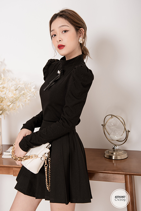 Áo thun cổ 3 phân, có nơ cao cấp | BigBuy360 - bigbuy360.vn