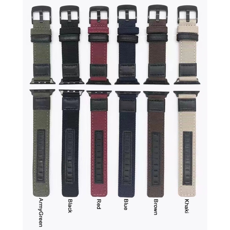 Dây Đeo Nylon Màu Đen Kiểu Dáng Đơn Giản Thời Trang Cho Đồng Hồ Apple 44mm 40mm 45mm 41mm 42mm 38mm
