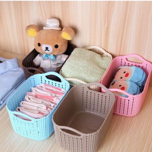 Giỏ nhựa giả mây đan vintage siêu xinh, phù hợp cho mọi không gian 3378 - giao màu ngẫu nhiên