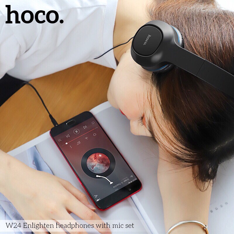 Tai nghe chụp tai có dây/ Headphone có dây Hoco W24 có micro tặng kèm tai nghe dây - CHÍNH HÃNG