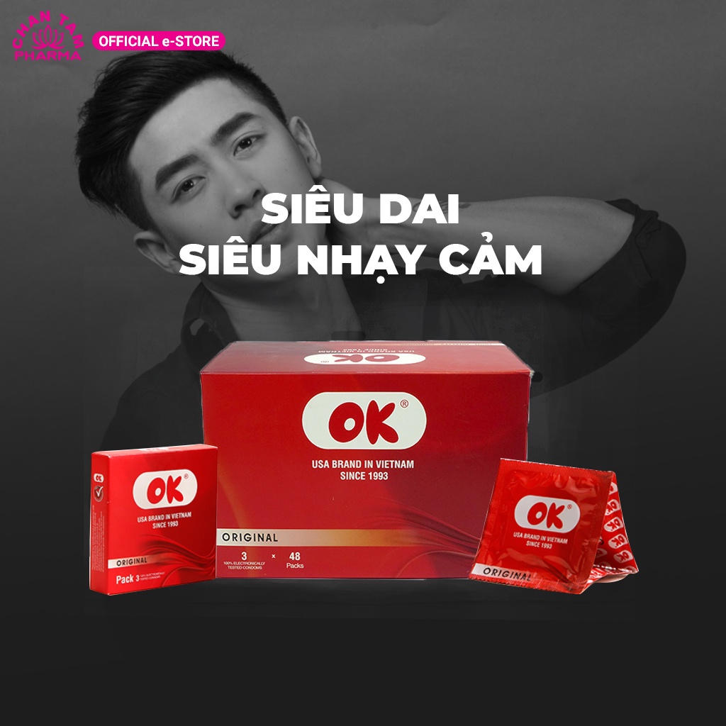 Bao cao su OK không mùi original – hộp 144 cái (48 hộp nhỏ)