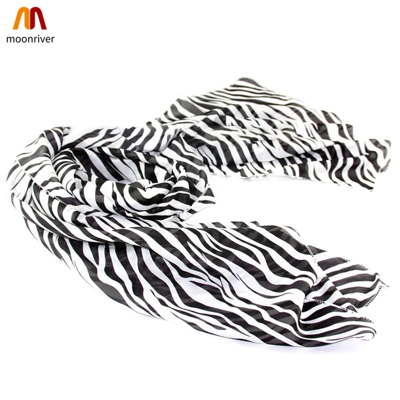 Khăn choàng nữ, vải chiffon, dài, in sọc ngựa vằn, thời trang
 | BigBuy360 - bigbuy360.vn