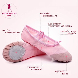 Giày Múa BaLe Bọc Mũi Da Lộn Tiêu Chuẩn [Size 22 -> 33]