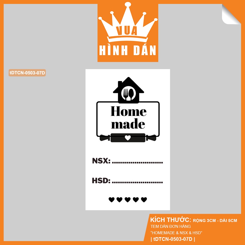 Set 50/100 nhãn dán HOMEMADE có NGÀY SẢN XUẤT NSX, HẠN SỬ DỤNG HSD 5x3cm - tem dán gói hàng, túi sản phẩm cho shop 1.092