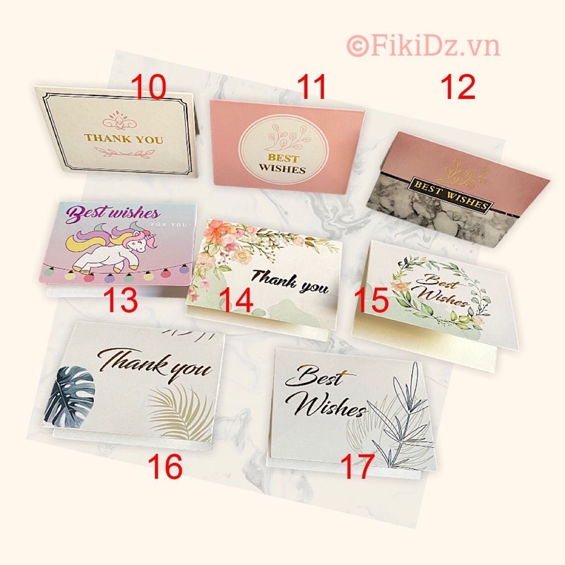 Set 10 thiệp chúc mừng nhỏ 2K gập đôi nhiều chủ đề