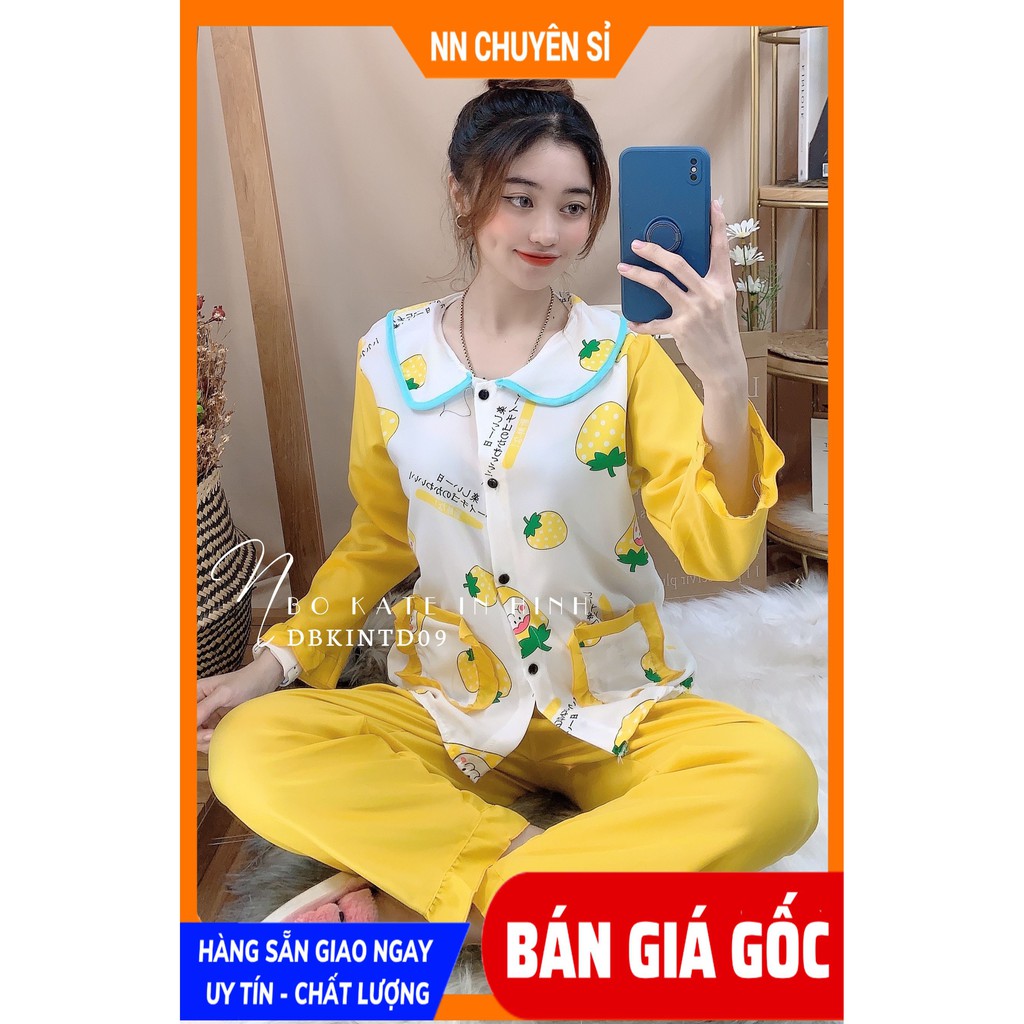 Đồ bộ nữ ⚡ Đồ bộ mặc nhà ⚡ Đồ bộ kate tay dài vải mềm mịn mát họa tiết dễ thương DBKIHTD09⚡ Ảnh thật