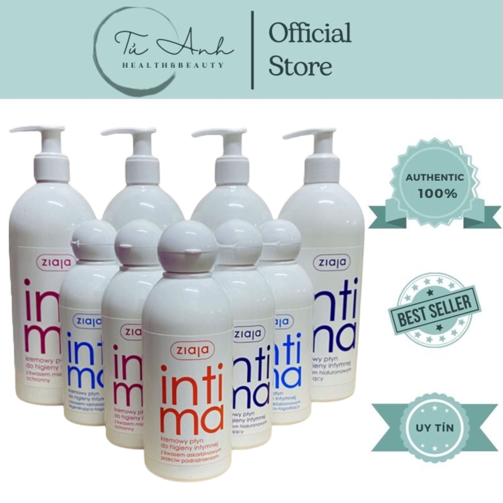 Dung dịch vệ sinh phụ nữ Intima Ziaja , Dung dịch vệ sinh vùng kín gel phụ khoa giảm ngứa mùi hôi khí hư 200 - 500ml