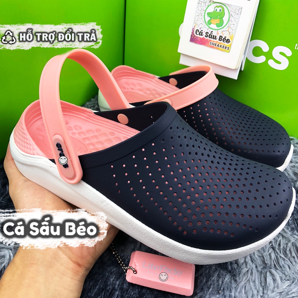 Dép Cross Literide Nữ NAVY HỒNG, Hàng loại 1 full tag, full box hãng