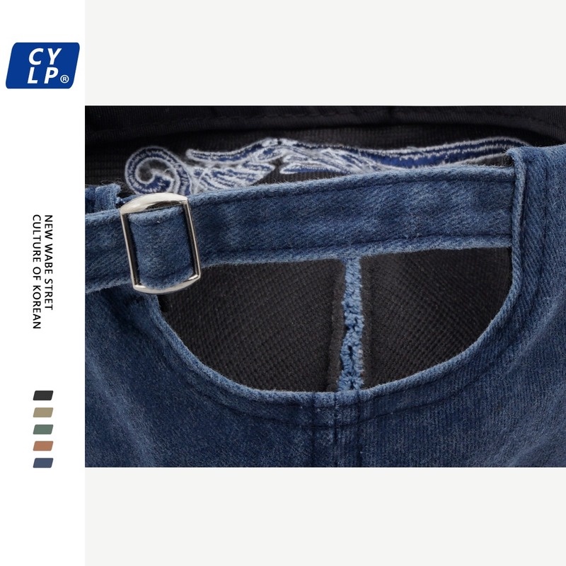 Nón Lưỡi Trai Denim Thêu Chữ Cá Tính Theo Phong Cách Hàn Quốc
