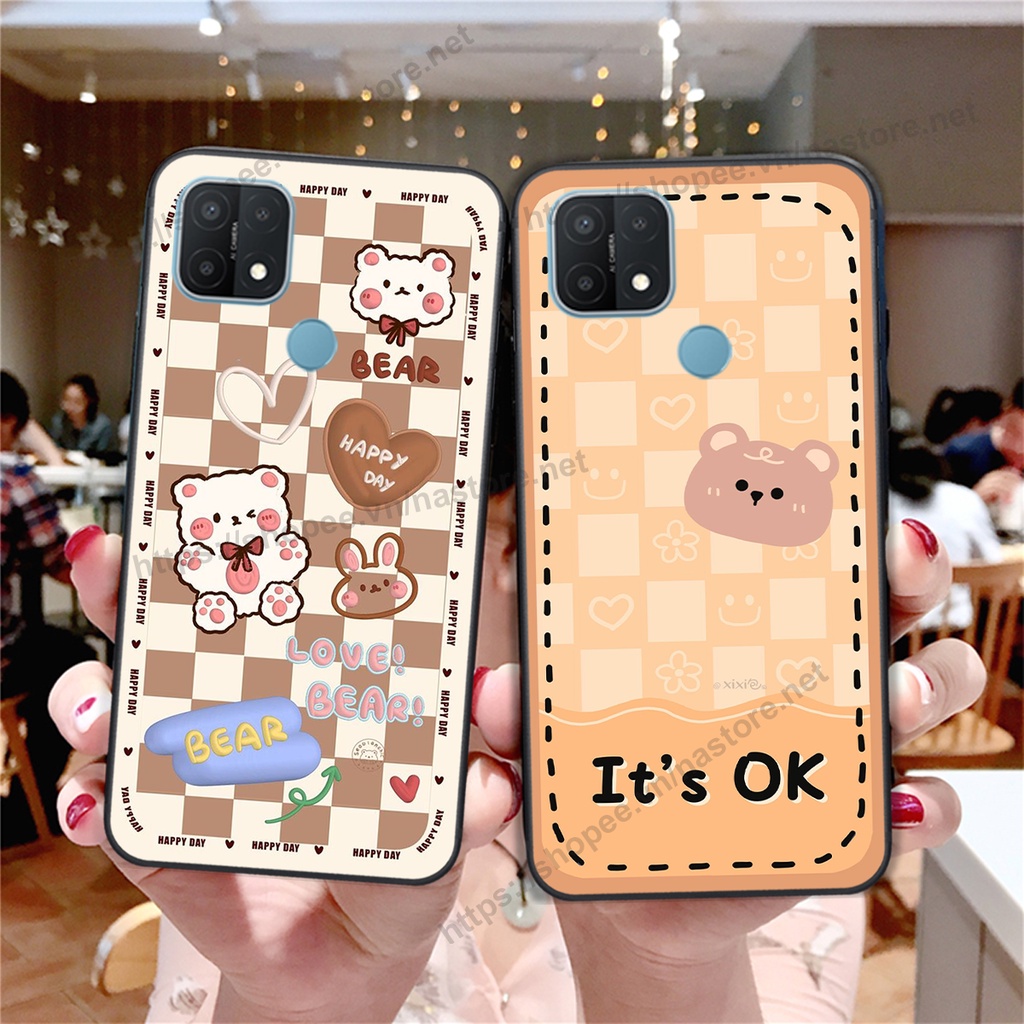 Ốp lưng Oppo A15 / A15s trái tim hình gấu cute cá tính, giá rẻ, cực bền