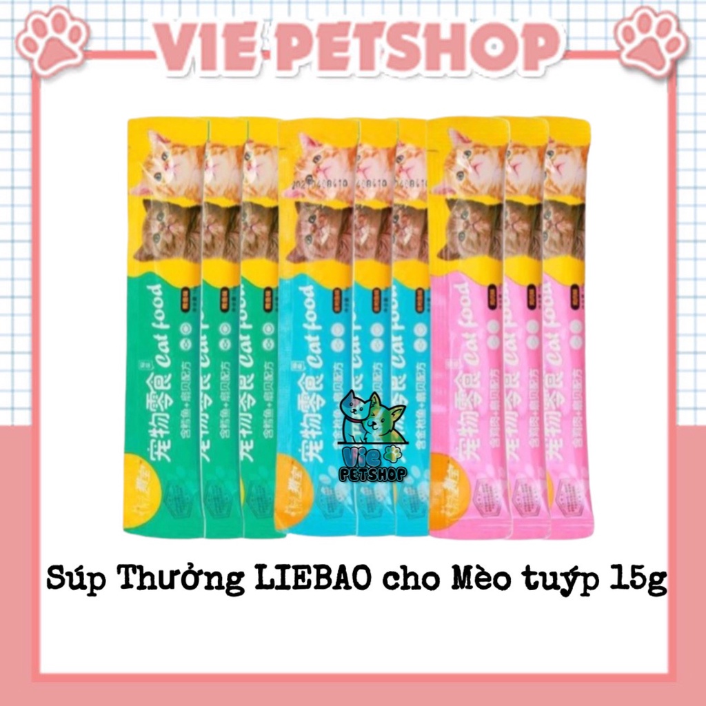 COMBO 50 Tuýp Súp Thưởng Cho Mèo Thơm Ngon Mix Đủ Vị tuýp 15g  | Vie PETSHOP