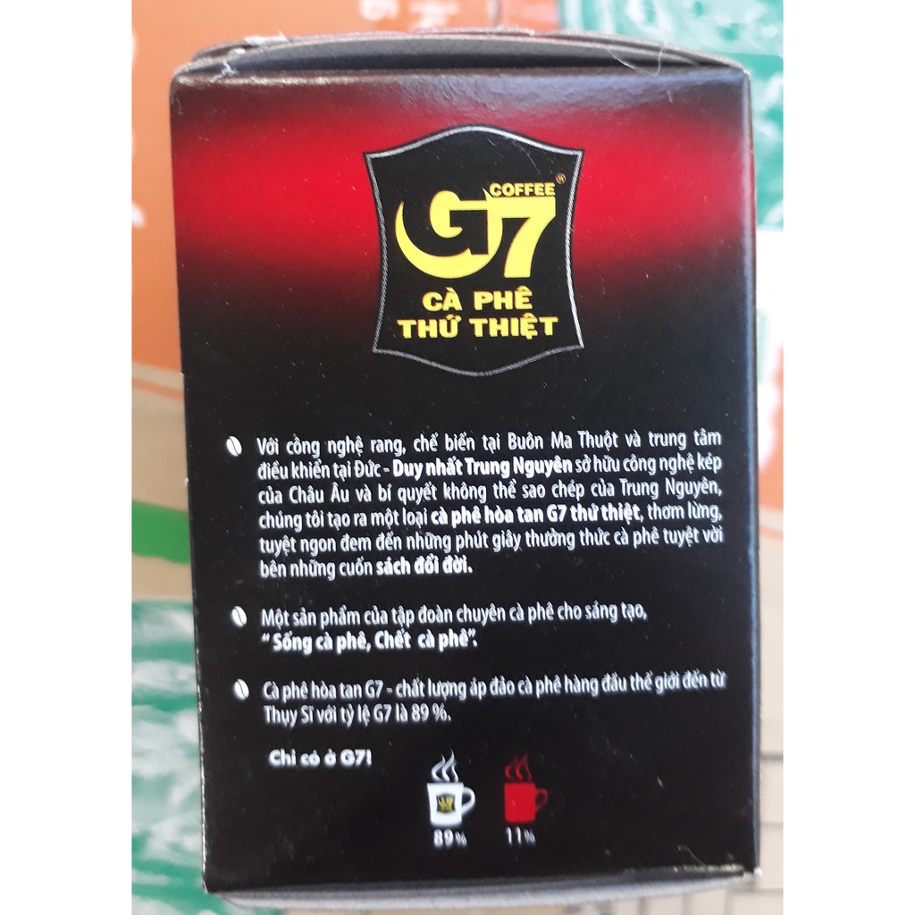 [Mã 229FMCGSALE giảm 8% đơn 500K] Cà phê G7 hòa tan đen - Hộp 15 gói 2gr