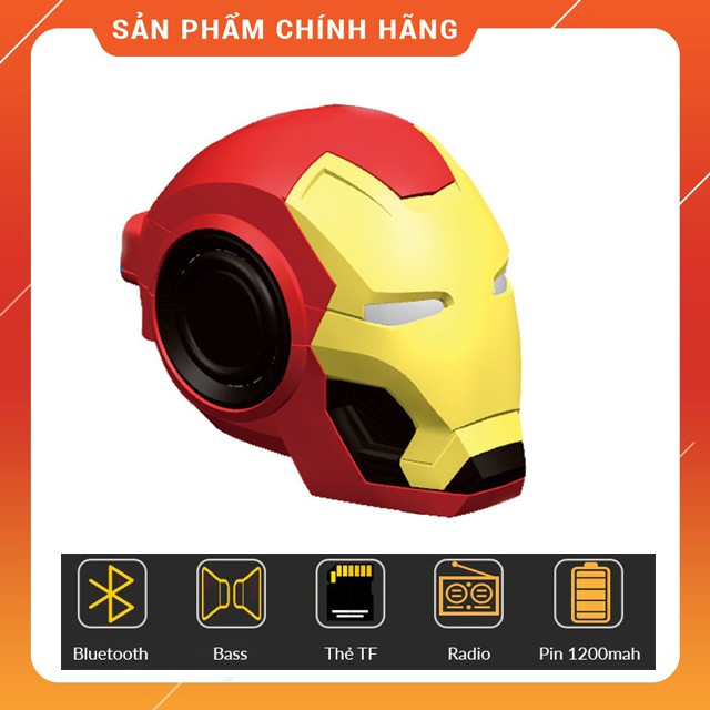 Loa Bluetooth công nghệ 5.0, âm thanh vòm 6D bass trầm,pin 12.000mAh-Iron man*tặng dây sạc