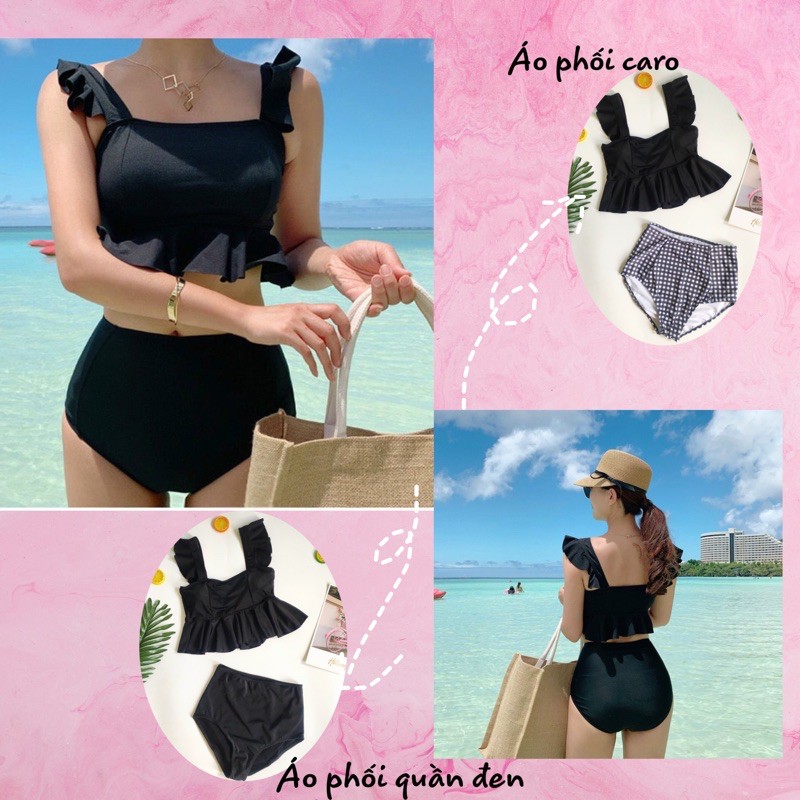 Bikini hai mảnh cạp cao áo bèo kín đáo