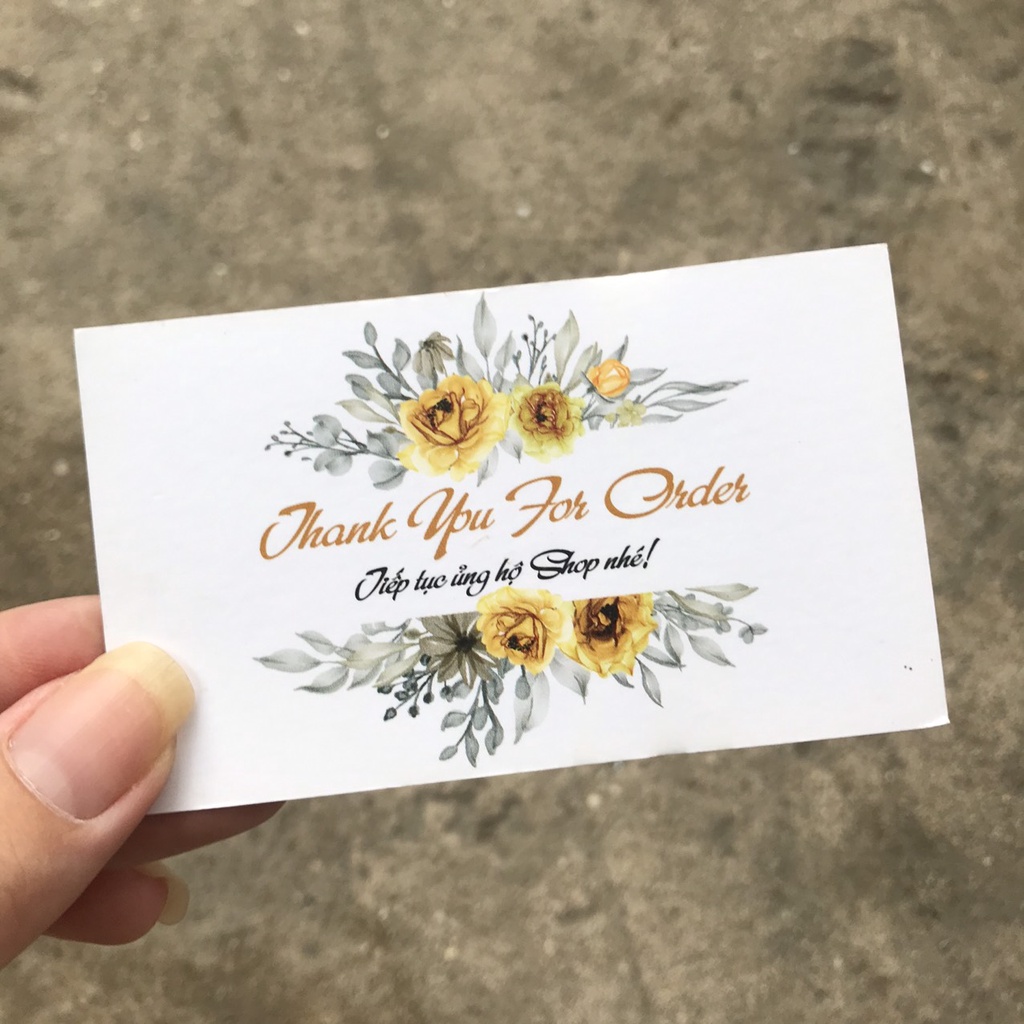 Combo 100 cái  thankyoucard, thiệp cảm ơn, Thẻ cám ơn có sẵn, Giấy bìa cứng cán màng size 9x5.5cm