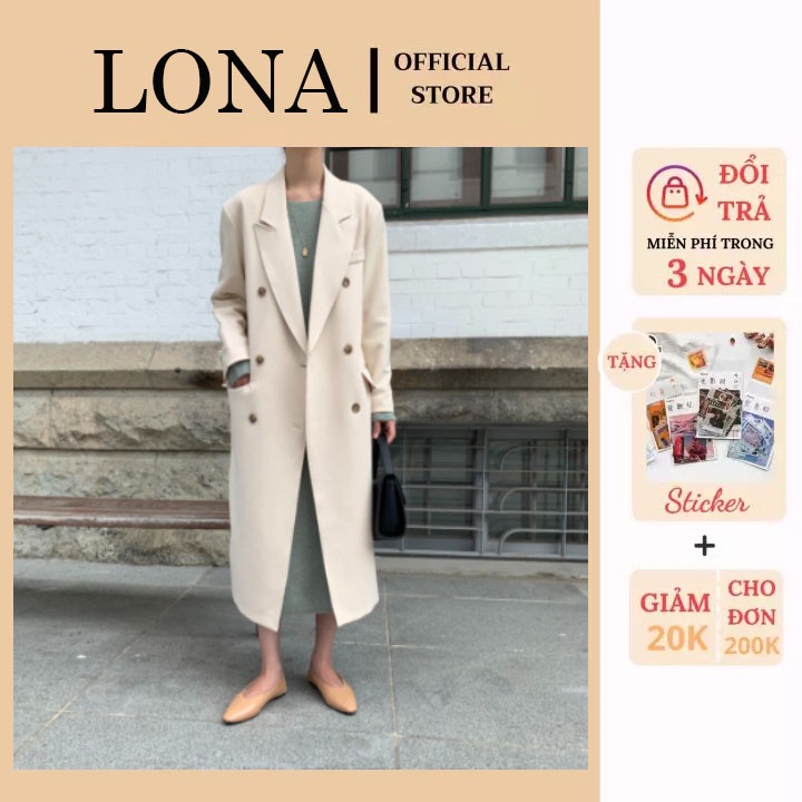 Áo Khoác Mangto Nữ Dáng Dài 🦋 Áo Măng Tô Kaki Lót Lụa 2 Lớp Cúc Cài Cổ Bẻ LONA CLOTHES