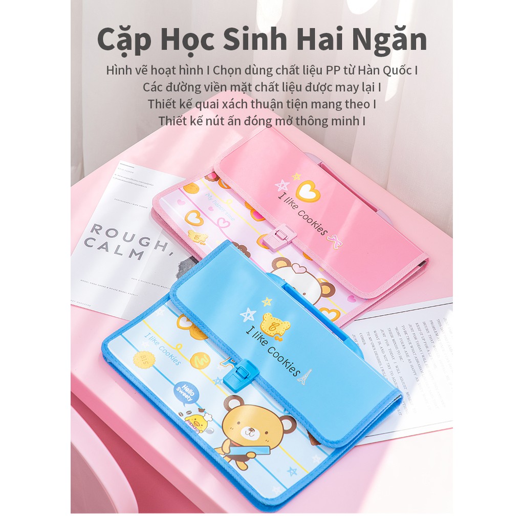 Cặp 2 Ngăn DEli 29051 gấu dễ thương