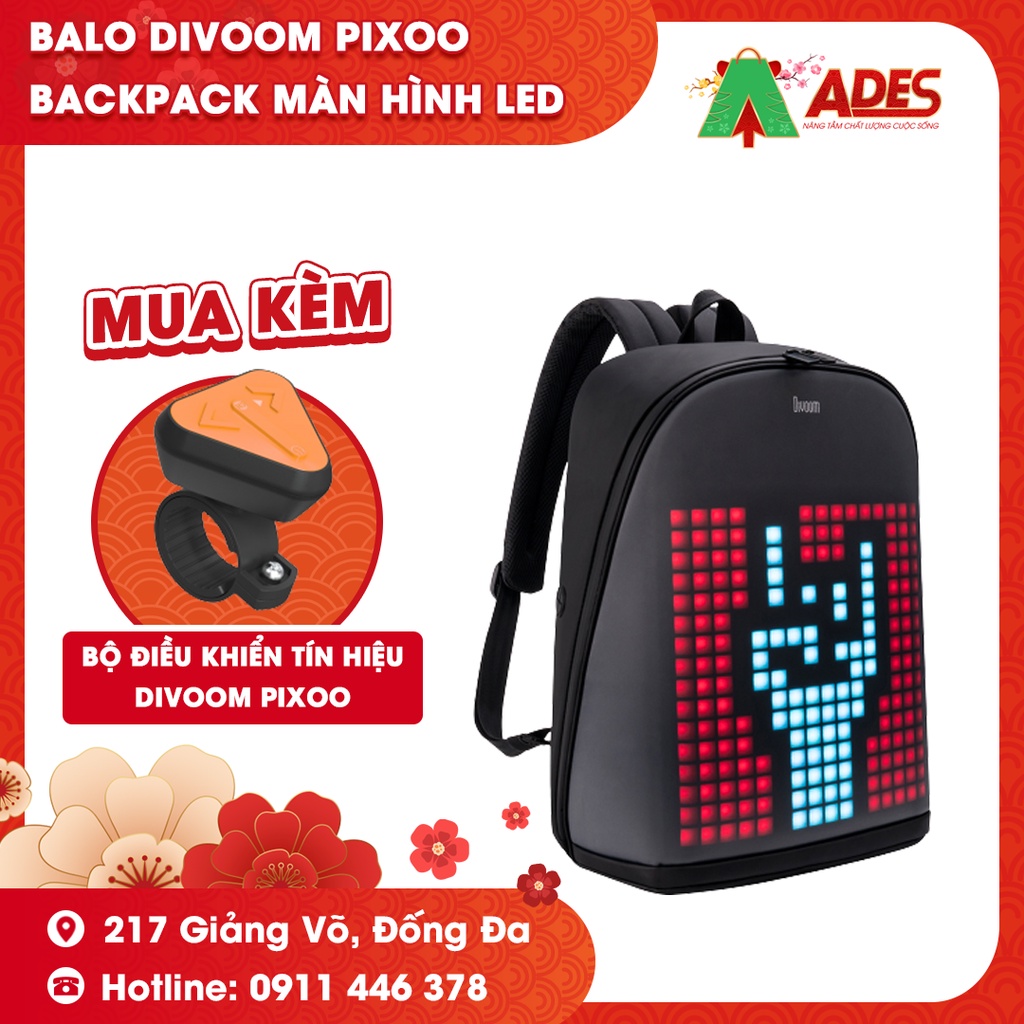 Balo Divoom Pixoo Backpack - Bảo Hành Chính Hãng - Có Màn Hình LED, Ngăn Chứa Lớn, Chống Thấm Nước - NEW 2021