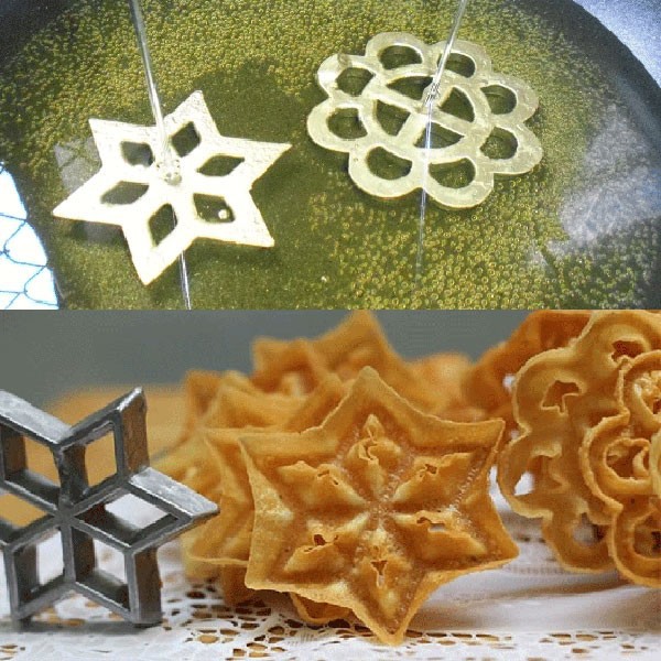 Bộ 4 Khuôn Gang Làm Bánh Nhúng Kèm 4 Que Cầm