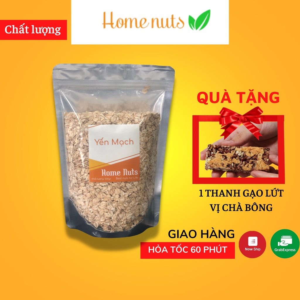 Yến mạch cán dẹt, yến mạch cán mỏng giảm cân Úc tươi -  hạt dinh dưỡng Home Nuts - Túi 500gram - Date Tháng 9 - 2021