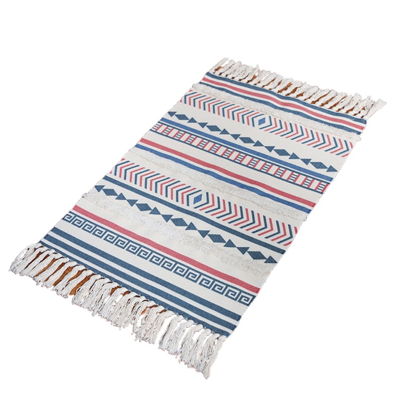 Thảm Cotton Họa Tiết Hình Học Phong Cách Bohemian Trang Trí Nội Thất