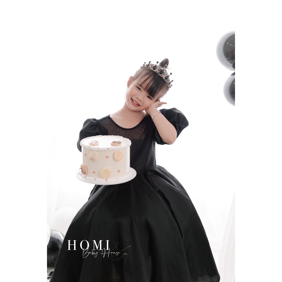 HOMI - Đầm công chúa tafta đen cho bé gái