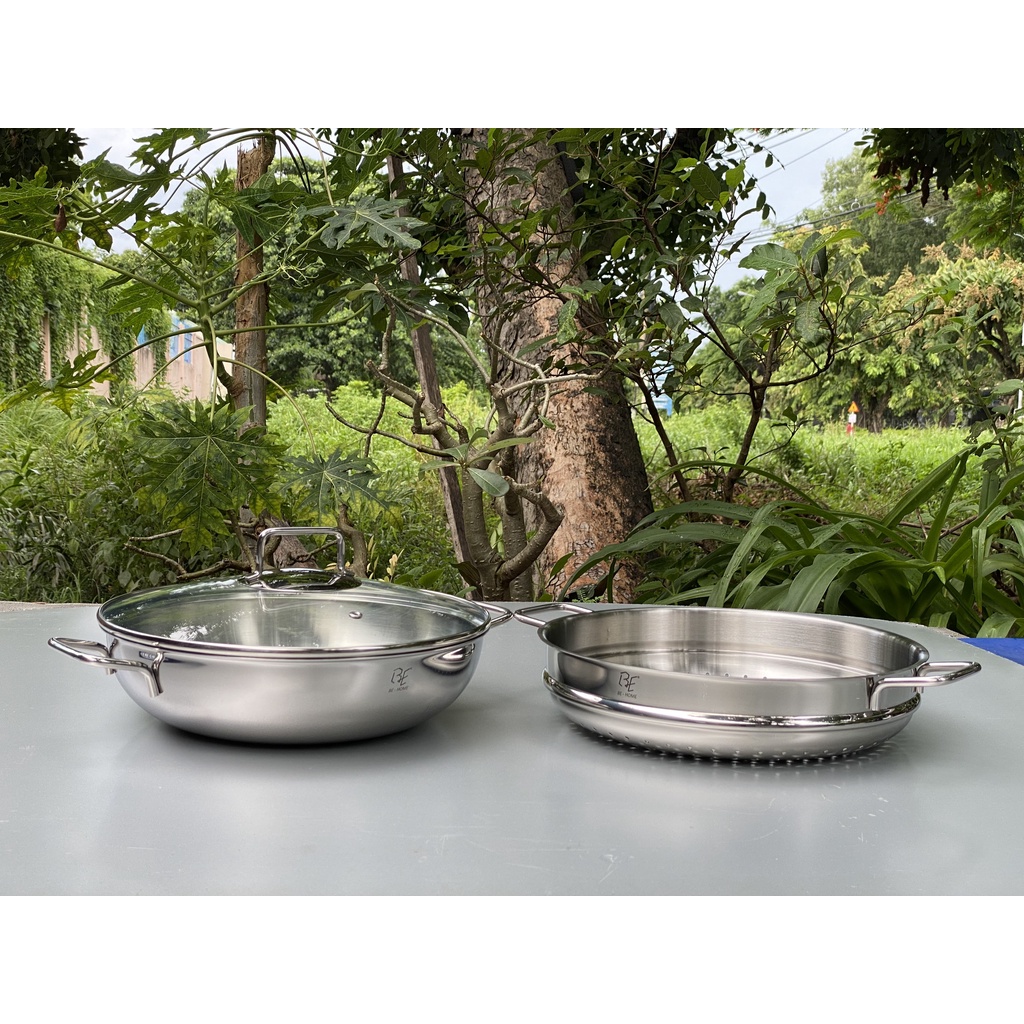 Bộ nồi hấp BEHOME 32cm 3 lớp inox 304 cao cấp chính hãng
