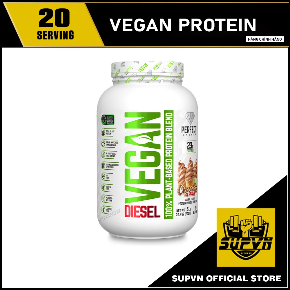 Whey Protein Thực Vật Vegan Diesel 20 Lần Dùng - Sữa Tăng Cơ Bổ Sung Đạm Thực Vật