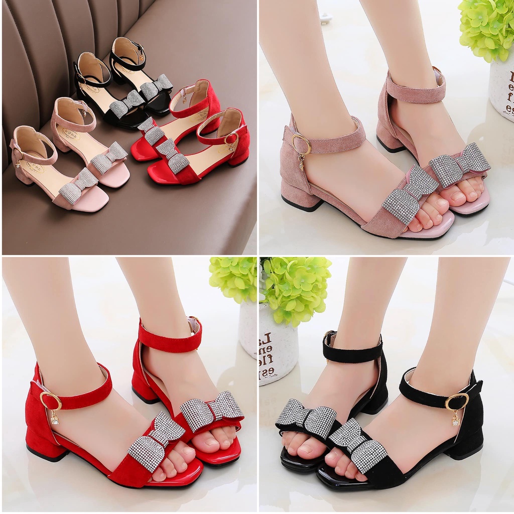 Dép Sandal nơ đính đá cho bé gái Thời trang trẻ BEESHOP GD2203