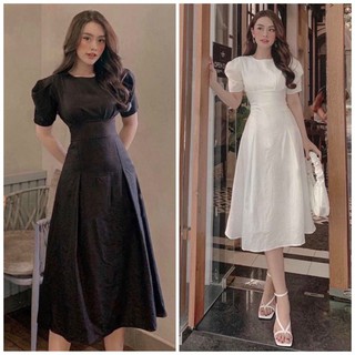 Đầm váy freesize cổ tròn tay nhúng 2 màu