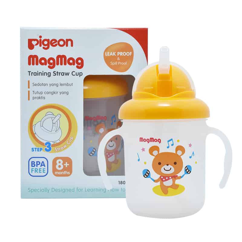 BÌNH TẬP UỐNG ỐNG HÚT CHO BÉ PIGEON 180ML