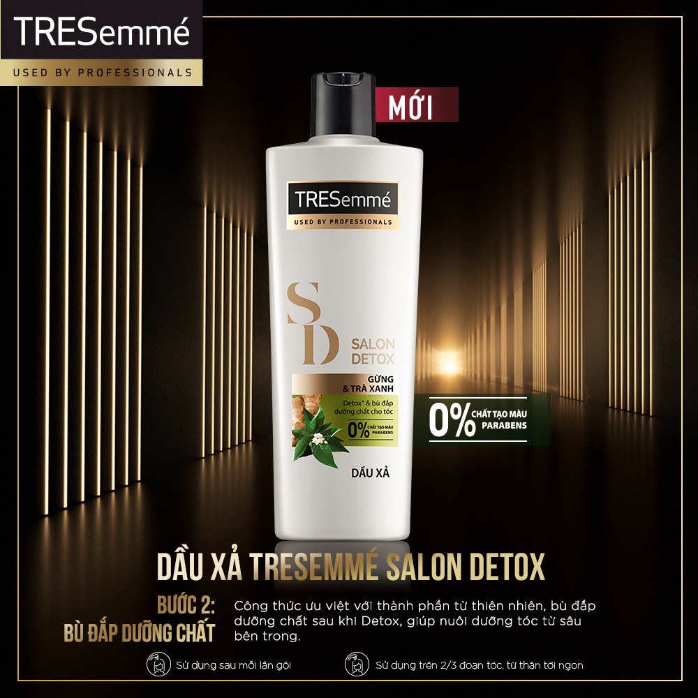 Combo Dầu gội đầu 640g + Dầu Xả 620g Tresemmé Salon Detox gừng và trà xanh Detox tóc chắc khỏe | BigBuy360 - bigbuy360.vn