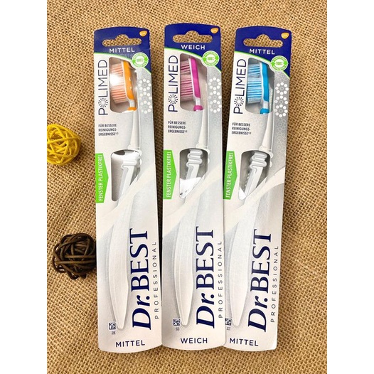 Bàn chải Dr.Best Polimed - Premium - Đức - Mittel - 3 XOÁY