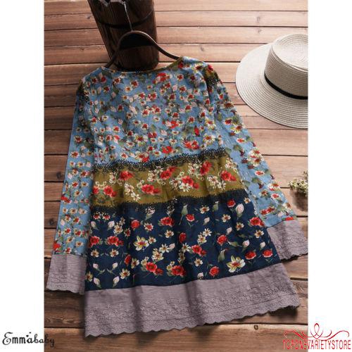 Áo nữ dáng dài ống loe cổ chữ V họa tiết phong cách Boho | BigBuy360 - bigbuy360.vn