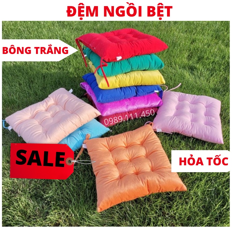 Đệm ngồi bệt vuông miếng nệm lót ghế văn phòng trơn 1 màu 40x40cm có dây buộc