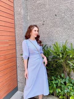 ĐẦM MAXI CARO RÚT DÂY