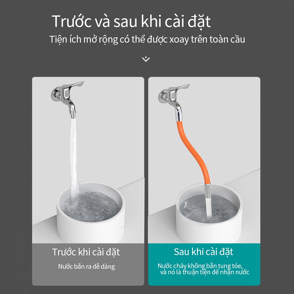 Đầu mở rộng vòi nước XINKUNLON silicone xoay 360 độ linh hoạt nối dài đa năng tiện lợi