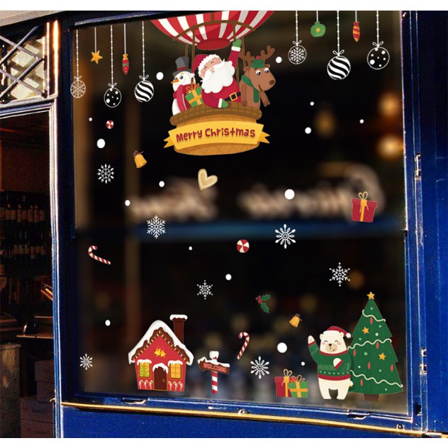 Decal dán tường Noel - Chào lễ bằng Khí Cầu