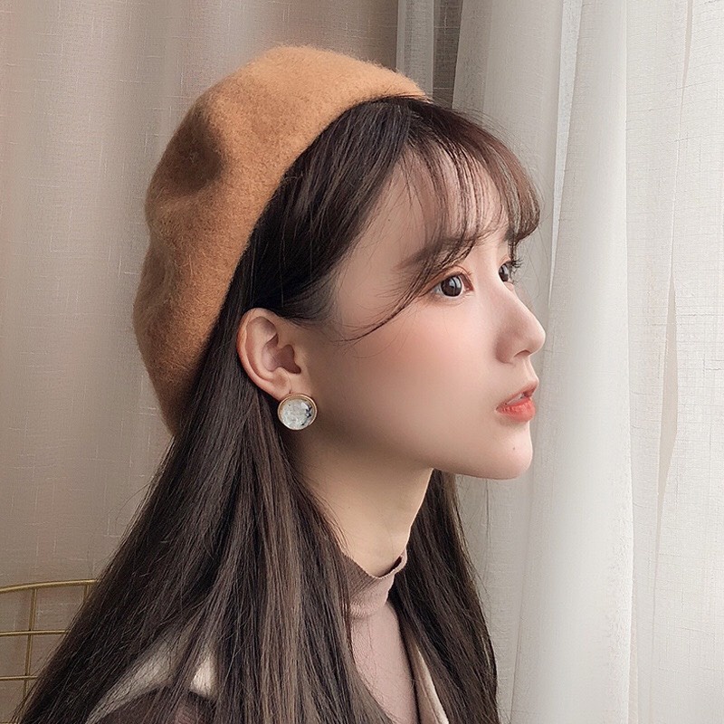 💝HOÀN XU+ FREESHIP💝Mũ nồi beret dạ phong cách Hàn Quốc + dây rút