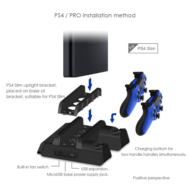 DOBE (Đang Bán) Bộ Đế Sạc Đa Năng Cho Ps4 Pro / Slim + Giá Đỡ Đĩa