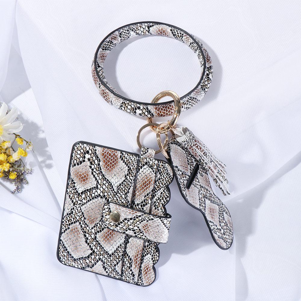 Mih Ví Da PU Đựng Chìa Khóa Xe Hơi Dạng Vòng Chữ O Phối Tua Rua Đa Chức Năng