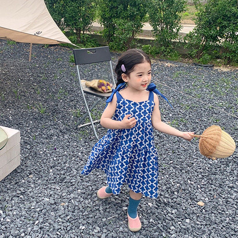 Đầm Công Chúa Hai Dây Thời Trang Hàn Quốc Mùa Hè Cho Bé Gái