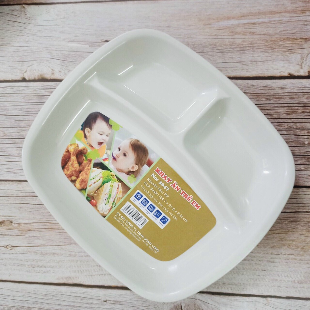 Khay Ăn Dặm Trẻ Em Cao Cấp SONGLONG, Khay Ăn Dặm 3 Ngăn Cho Bé